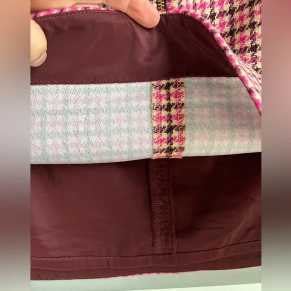 J. Crew Skirt - Houndstooth Wool Blend, Size 10, Pink, Brown, Cream - Picture 8 of 13